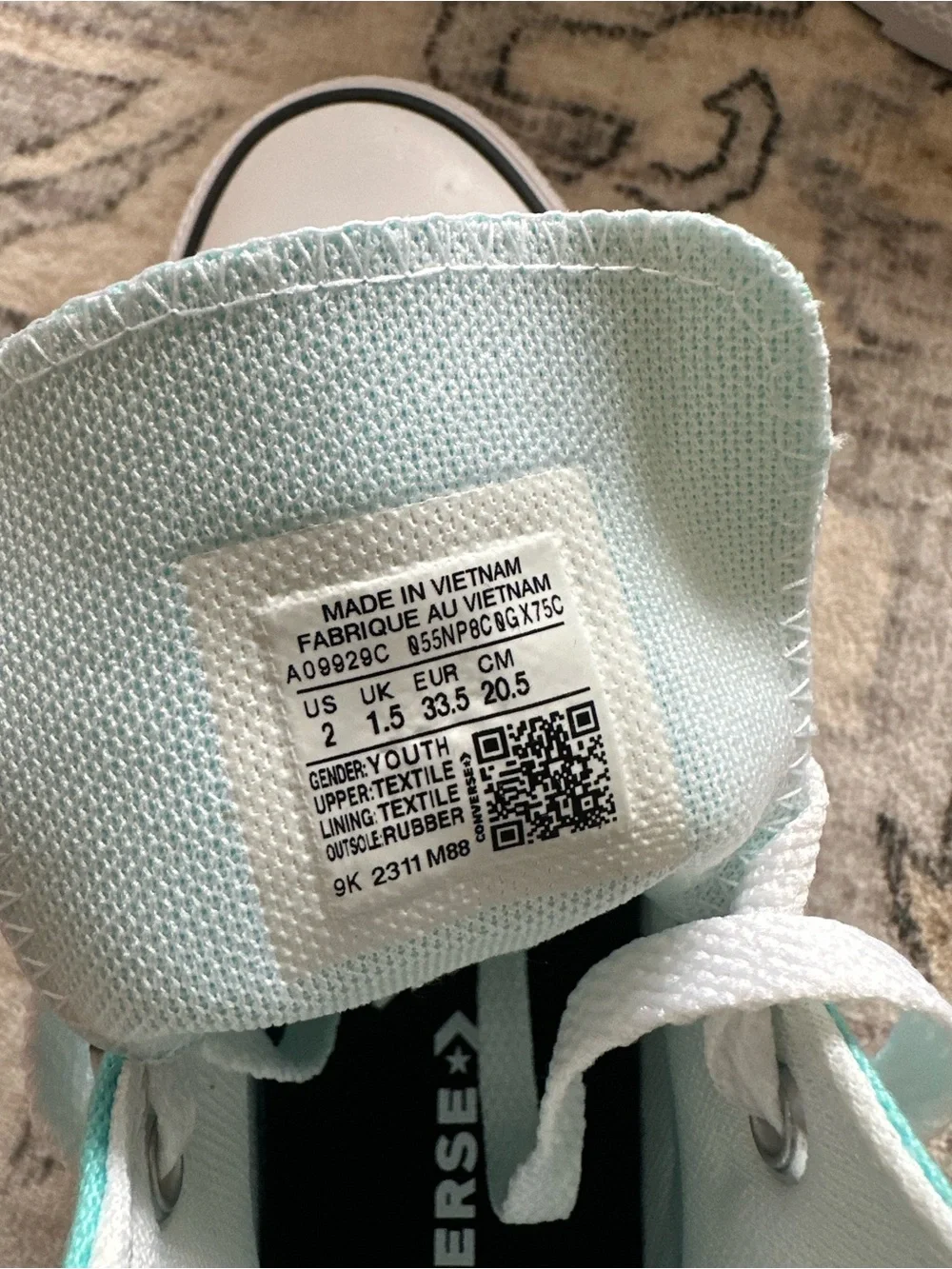 Girls Teal Converse